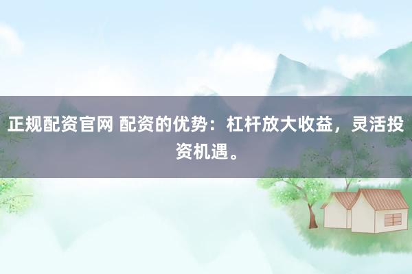 正規(guī)配資官網(wǎng) 配資的優(yōu)勢：杠桿放大收益，靈活投資機遇。