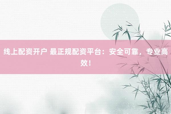 線上配資開戶 最正規配資平臺：安全可靠，專業高效！