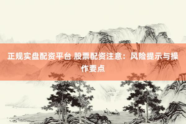 正規實盤配資平臺 股票配資注意：風險提示與操作要點