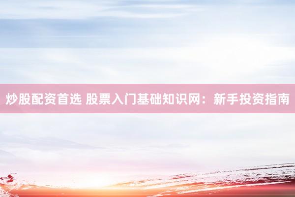 炒股配資首選 股票入門基礎知識網：新手投資指南