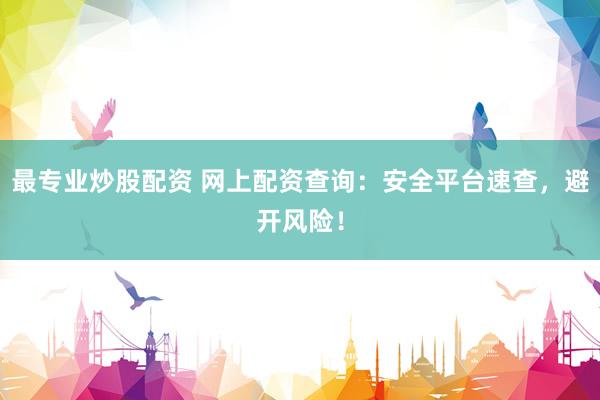 最專業炒股配資 網上配資查詢：安全平臺速查，避開風險！